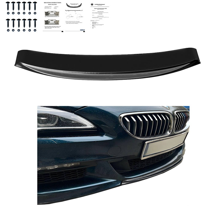 OneWay, spoiler avant, noir brillant, compatible avec BMW 6-Series F06/F12/F13 Facelift M-Pack (2013-2018), Version 2