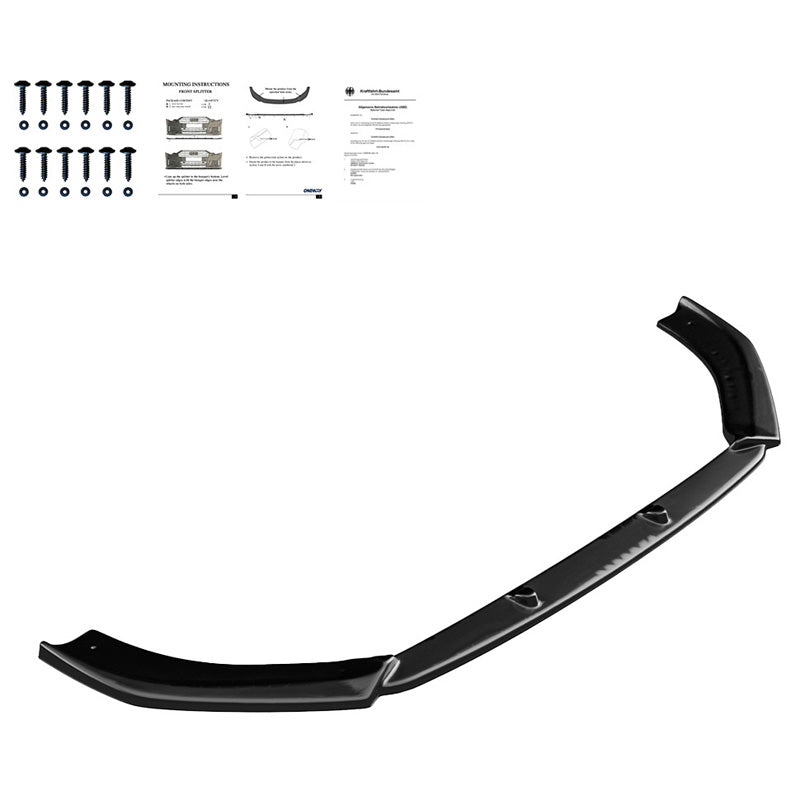 OneWay, Front spoiler, Glossy Black, Fits Audi RS3 8V Sedan/Sportback Facelift 2017-2020, Version 2