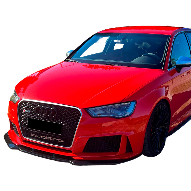 OneWay, Front spoiler, Glossy Black, Fits Audi RS3 8V Sportback (2015-2016)