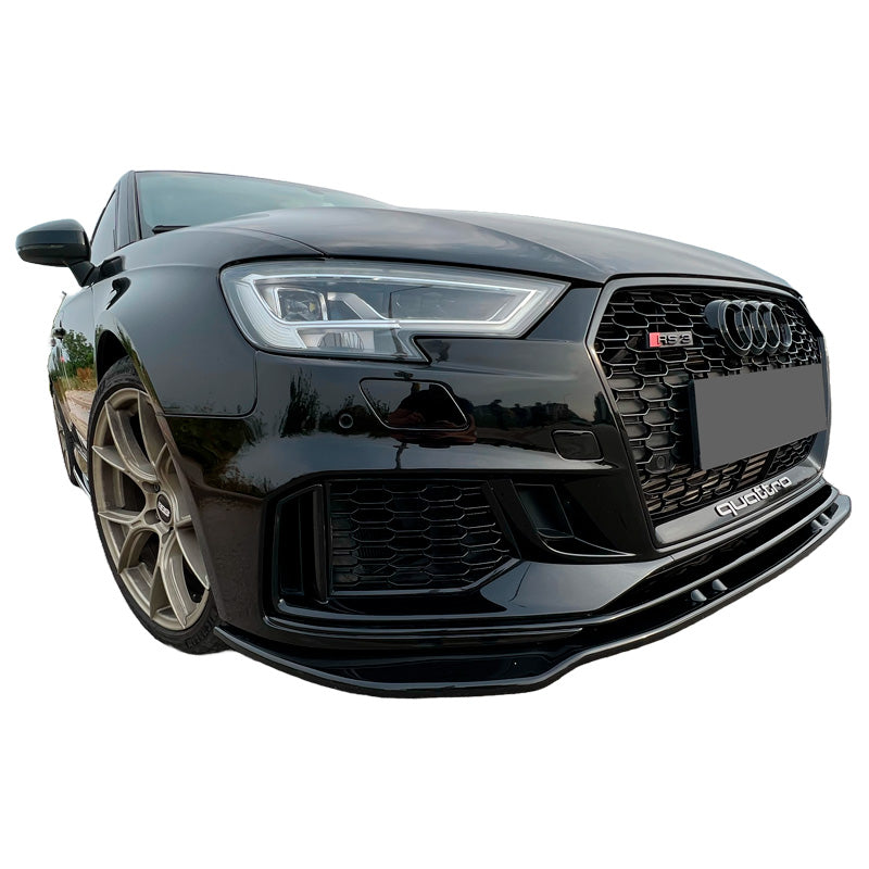 OneWay, Front Spoiler, Gloss Black, Fits Audi RS3 8V Sedan/Sportback Facelift 2017-2020, Version 3