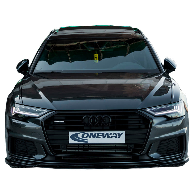 OneWay, Front spoiler, Glossy Black, Fits Audi A6 S-Line/S6 C8 (Sedan/Avant) 2018-, Version 2