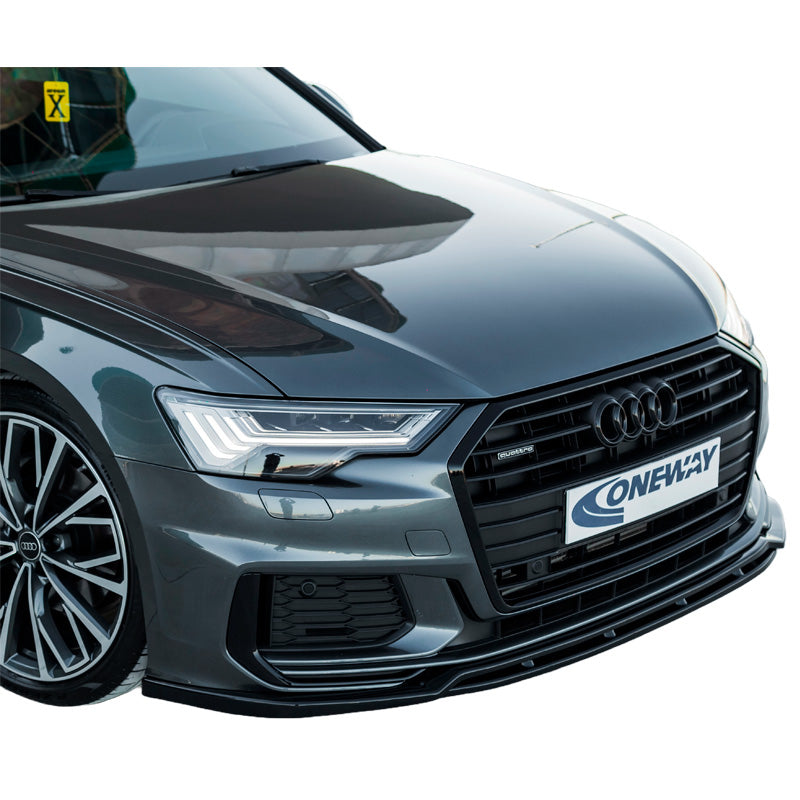 OneWay, Front spoiler, Glossy Black, Fits Audi A6 S-Line/S6 C8 (Sedan/Avant) 2018-, 'Version 3'