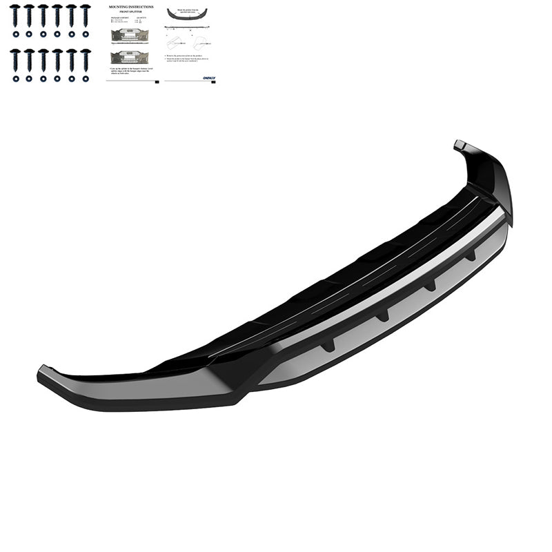 OneWay, Front spoiler, Glossy black, Fits Volkswagen Touareg III R-Line Facelift 2024-, 2-piece set