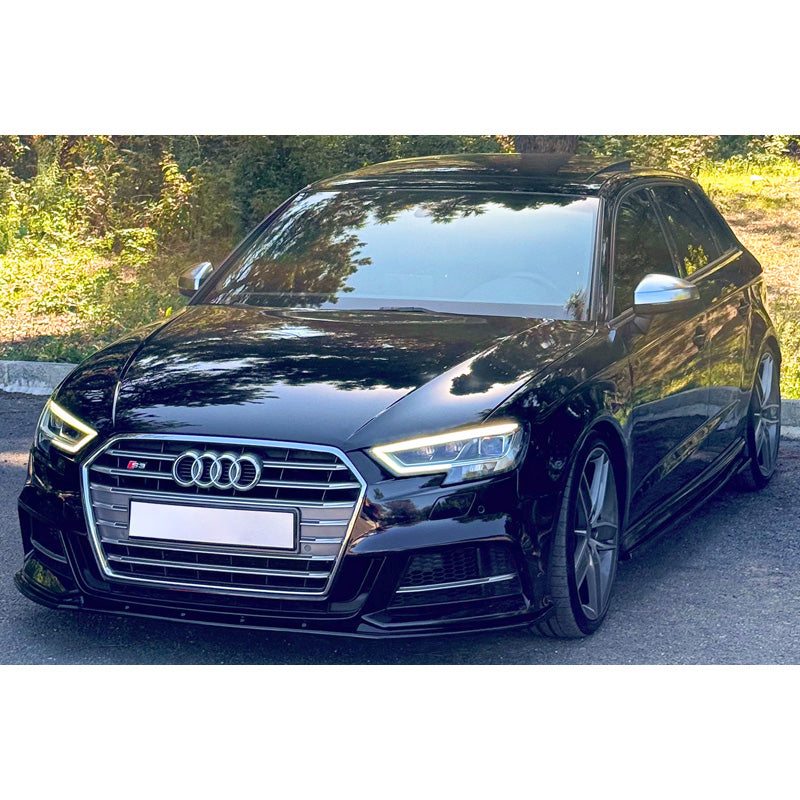 OneWay, Front spoiler, Glossy black, Fits Audi S3 Sportback 8V Facelift 2016-2020, Version 2