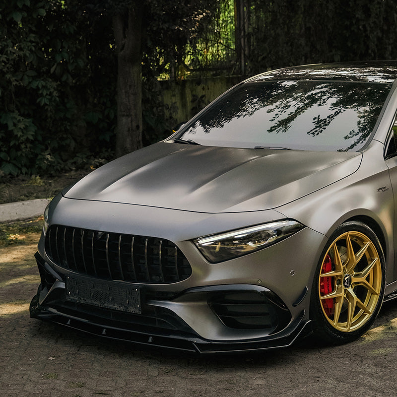 OneWay, Front spoiler, gloss black, fits Mercedes A-Class (W177) A45 S Aero Pack (2019-2023) & FL (2023-)
