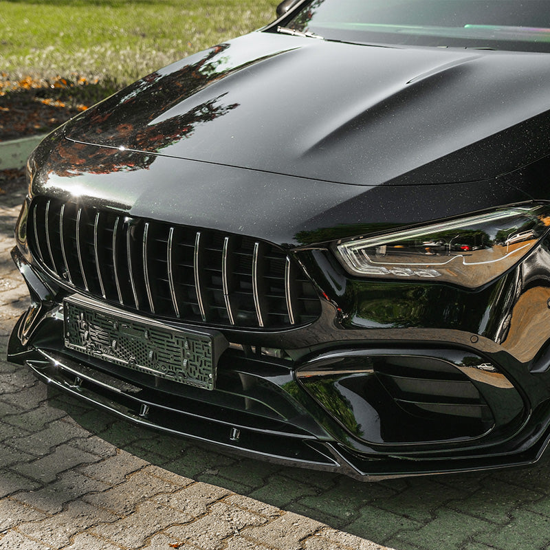OneWay, Front spoiler, gloss black, fits Mercedes CLA (C118/X118) Coupé/Shooting Brake CLA45 AMG S Aero Pack (2019-2023)