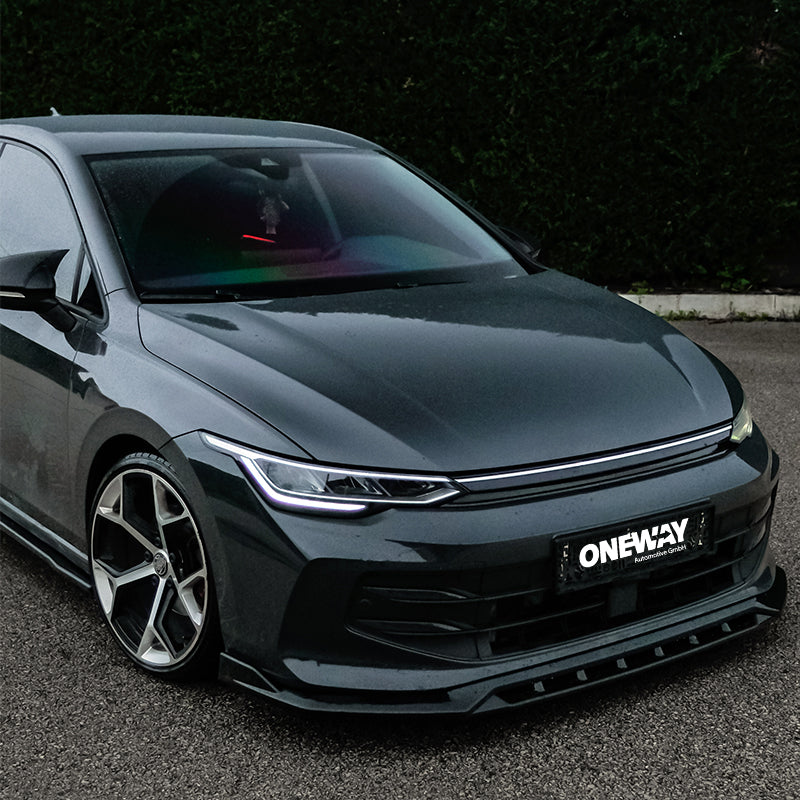 OneWay, frontspoiler, glanzend zwart, past op Volkswagen Golf VIII HB/Variant Facelift (2024-) excl. GTi/GTD/GTE/R/R-Line 'Version 2'