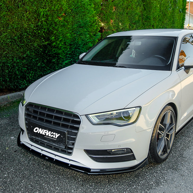 OneWay, frontspoiler, glanzend zwart, past op Audi A3 (8V) HB 3-deurs/Sportback/Limousine/Cabrio (2012-2016) excl. S-Line/S3/RS3