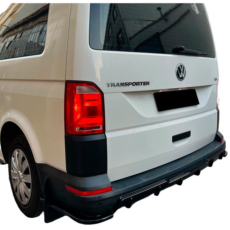 OneWay, rear bumper splitters, high gloss black, Fits Volkswagen Transporter T6/T6.1 2015-2022, 2-piece set