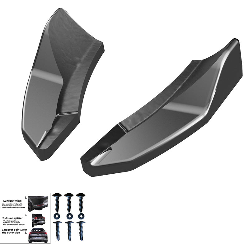 OneWay, rear bumper splitters, glossy black, Fits Ford Fiesta ST MK8 2017-, 'Sporty Design'