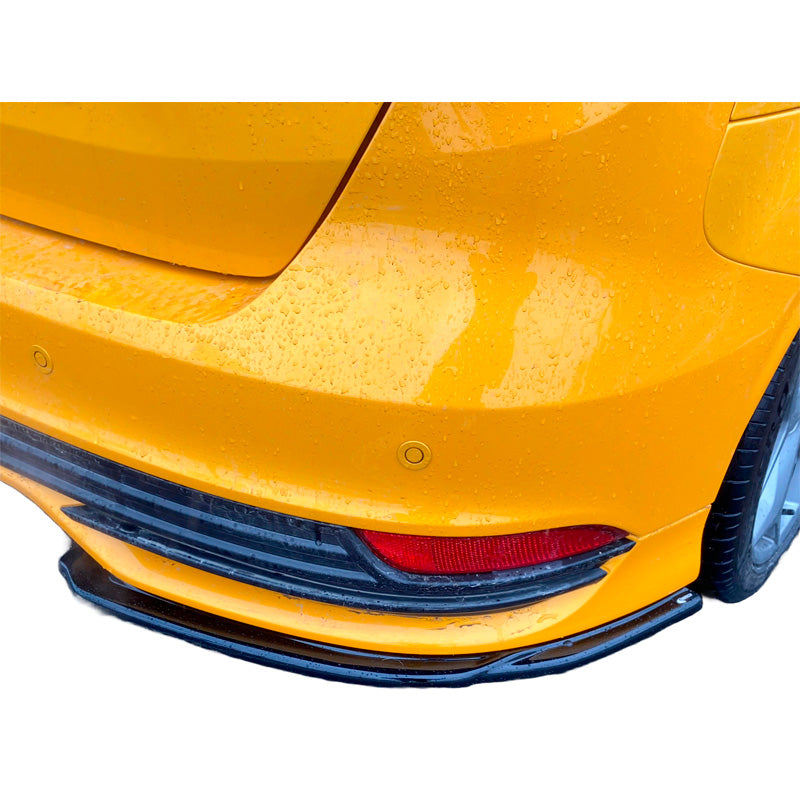 OneWay, achterbumper splitters, hoogglans zwart, geschikt voor Ford Focus ST MK3 Facelift (2015-2018), 2 stuks set