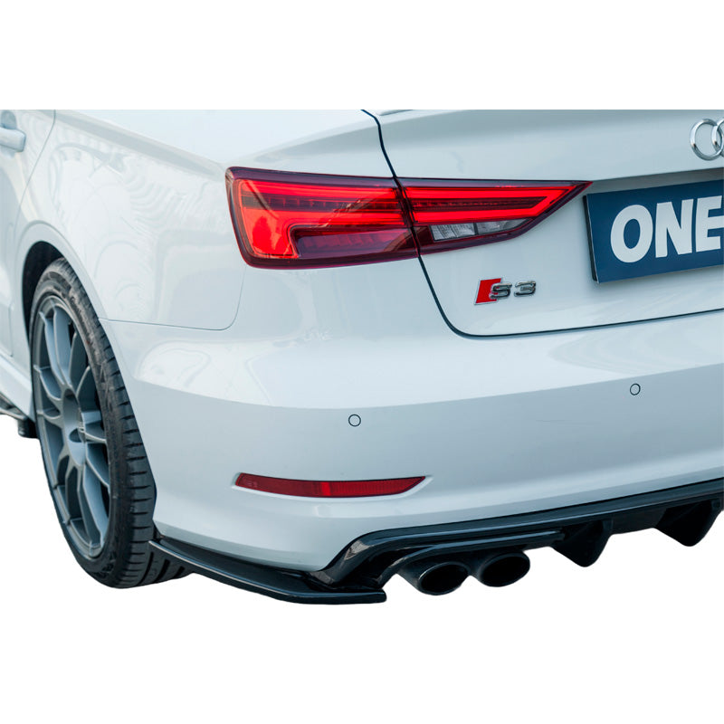 OneWay, Splitters de pare-chocs arrière, noir brillant, compatible avec Audi S3 8V Sedan 2013-2016, 'Sporty Design'