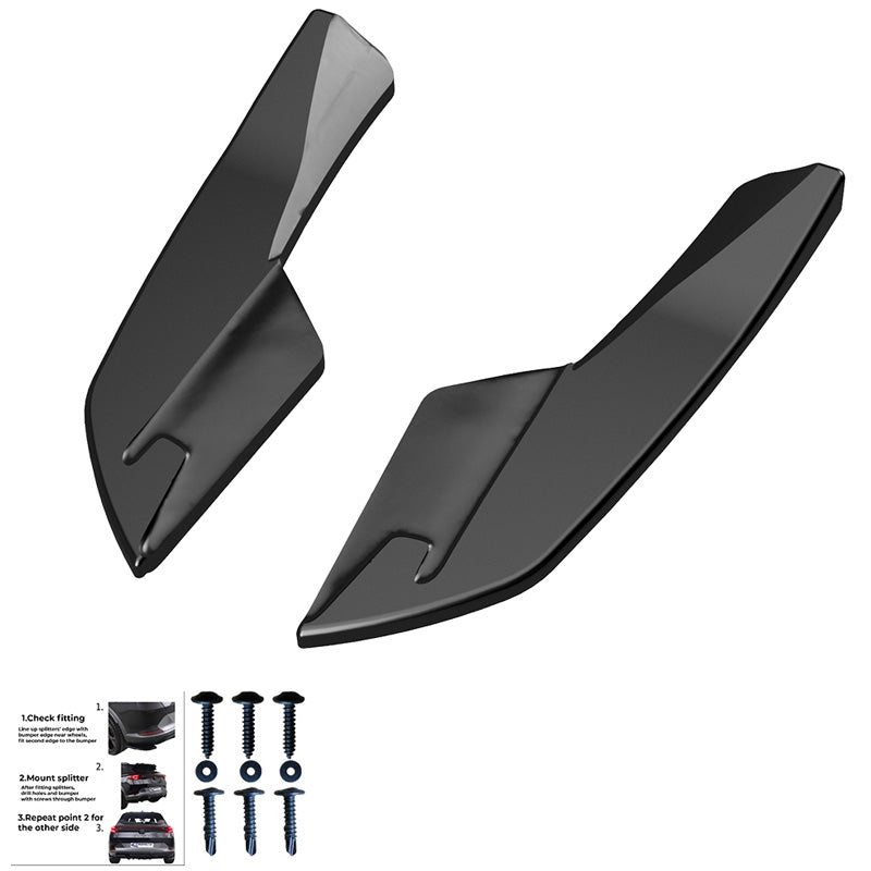 OneWay, Splitters de pare-chocs arrière, noir brillant, compatible avec Audi S3 8V Sedan (2013-2016), Version 2
