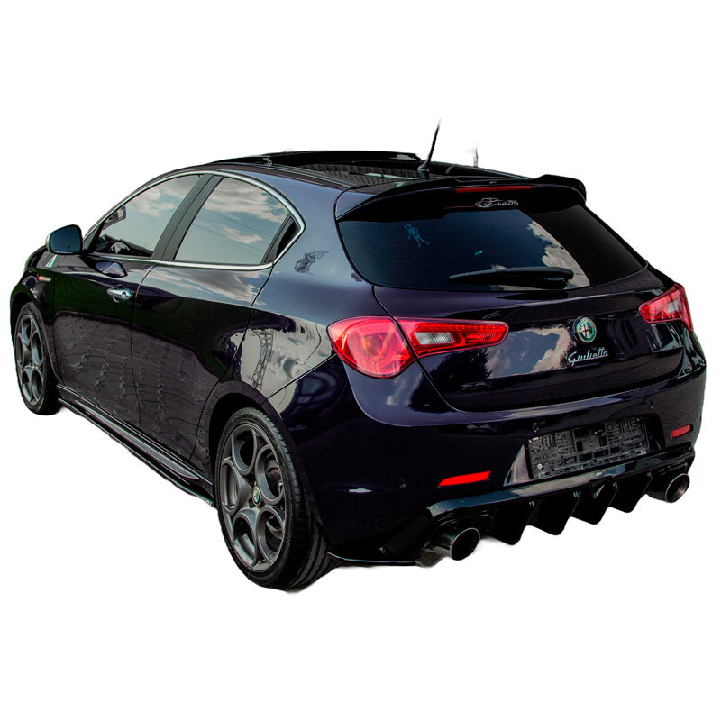 OneWay, achterbumper splitters, hoogglans zwart, past op Alfa Romeo Giulietta 2010-2020, 2-delige set