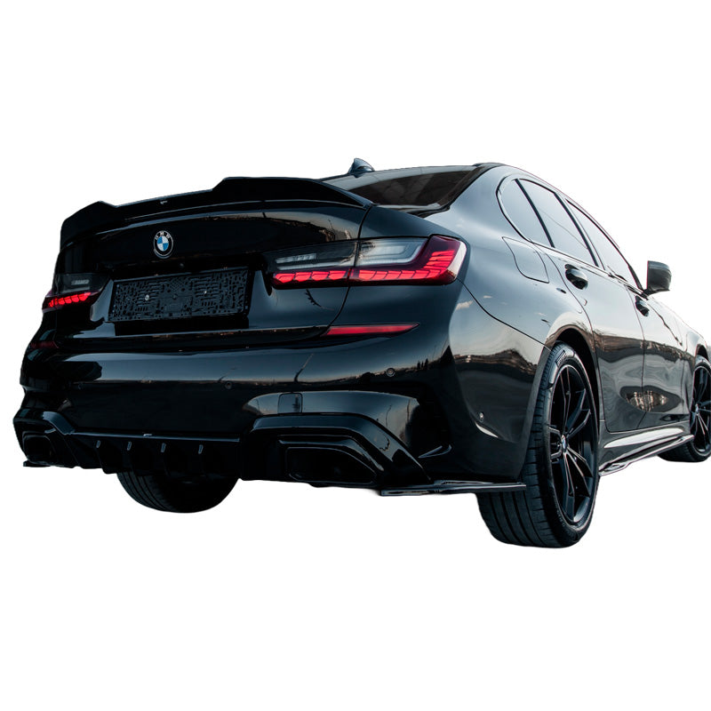 OneWay, Splitters latéraux de pare-chocs arrière, noir brillant, Compatible avec BMW 3-Serie G20/G21 M-Pack (2018-2022), kit de 2 pièces