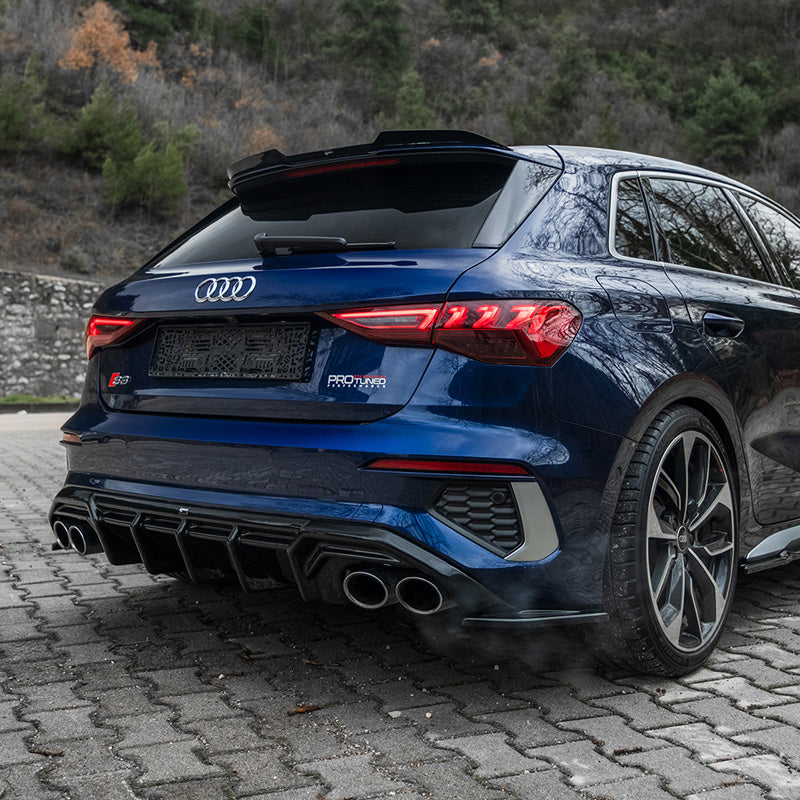 OneWay, Splitters de pare-chocs arrière, noir brillant, Compatible avec Audi A3 8Y Sportback S3/S-Line 2020-2024