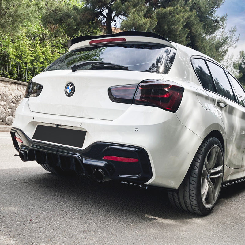OneWay, achterbumper diffusor, hoogglans zwart, past op BMW 1-Serie F20/F21 Facelift M-Power 2015-2019