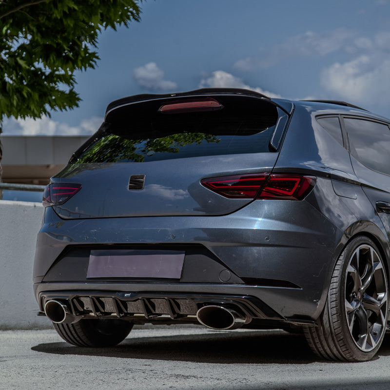 OneWay, Diffuseur de pare-chocs arrière, noir brillant, Compatible avec Seat Leon (5F) HB FR Facelift 2017-2020