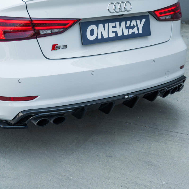 OneWay, Diffuseur de pare-chocs arrière, noir brillant, Compatible avec Audi S3 Sedan 8V 2013-2016