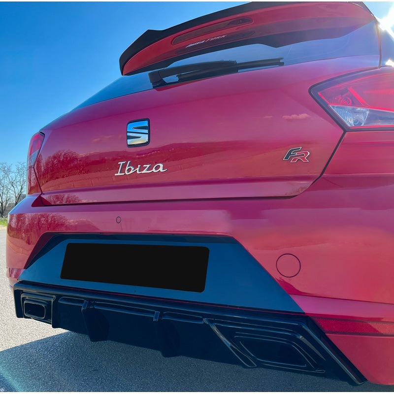 OneWay, Diffuseur de pare-chocs arrière, noir brillant, Compatible avec Seat Ibiza (6F) 2017- incl. FR