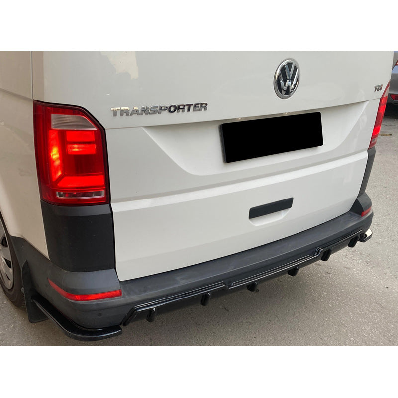 OneWay, Diffuseur de pare-chocs arrière, plastique ABS, noir brillant, Convient pour Volkswagen Transporter T6/T6.1 (2015-2022)