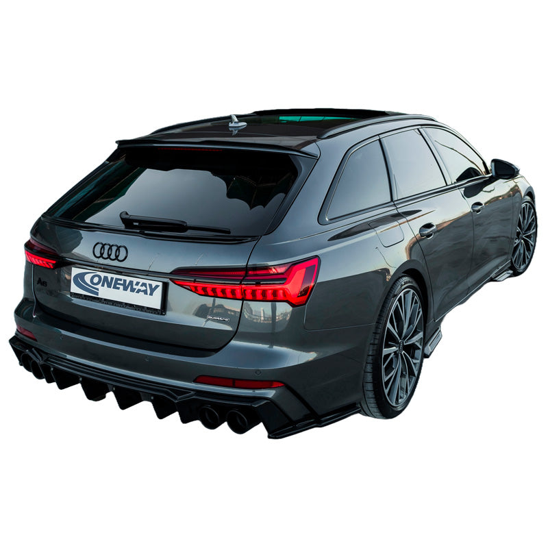 OneWay, Rear bumper diffuser, Gloss Black, Fits Audi A6 S-Line/S6 C8 (Sedan/Avant) 2018-, 'Sporty'