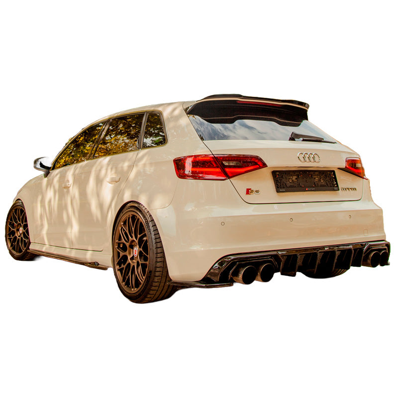 OneWay, diffuser voor achterbumper, glanszwart, past op Audi S3 Sportback 8V (2013-2016)