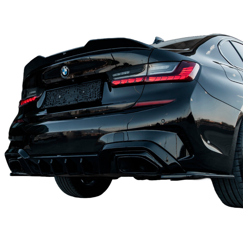 OneWay, Rear bumper diffuser, Black, Fits BMW 3-Series G20/G21 M-Pack (2018-2022)
