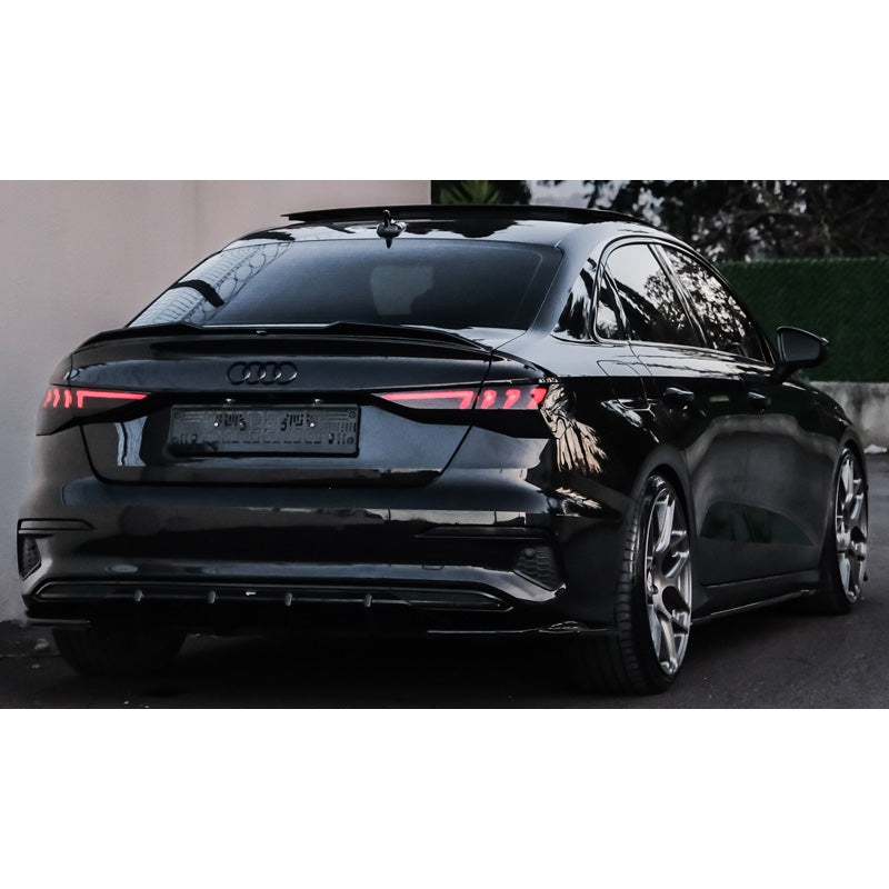 OneWay, Rear bumper diffuser, Glossy black, Fits Audi A3 (8Y) Sedan/Sportback 2020-2024, Without S-Line/S3/RS3