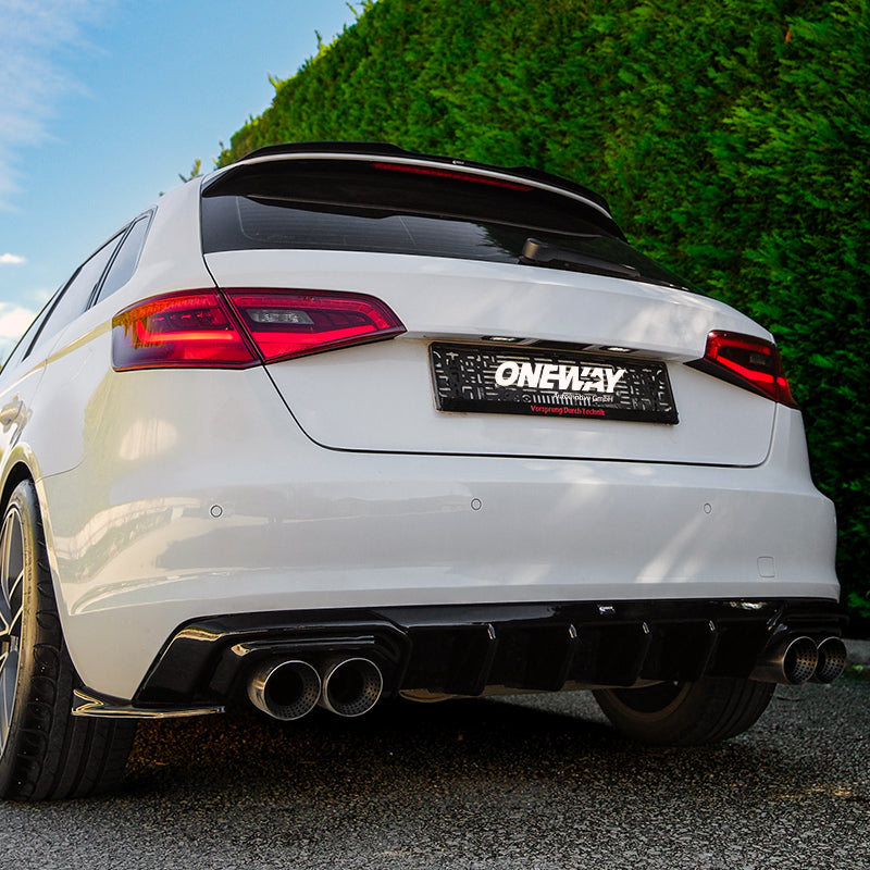 OneWay, onderlip, glanzend zwart, past op Audi A3 (8V) Sportback (2012-2016) excl. S-Line/S3/RS3
