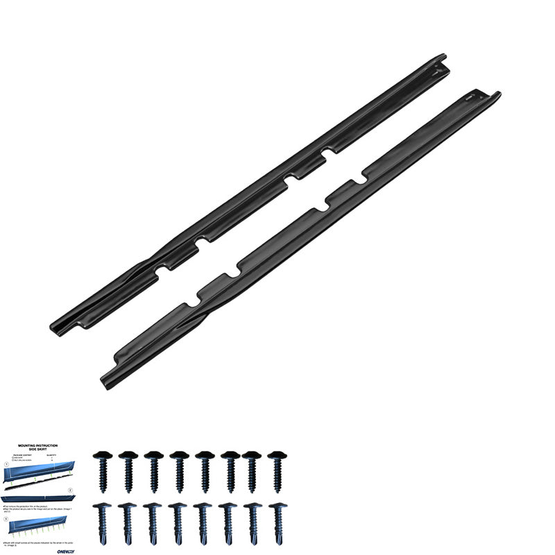 OneWay, side skirts, universeel, 208 cm, glanzend zwart, 2-delige set