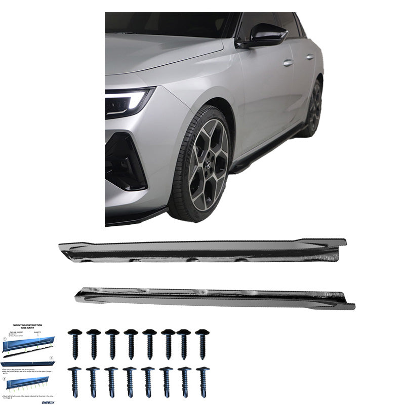 OneWay, Side Skirts, Glossy Black, Fits Opel Astra L HB/ST 2021-, 2-piece set