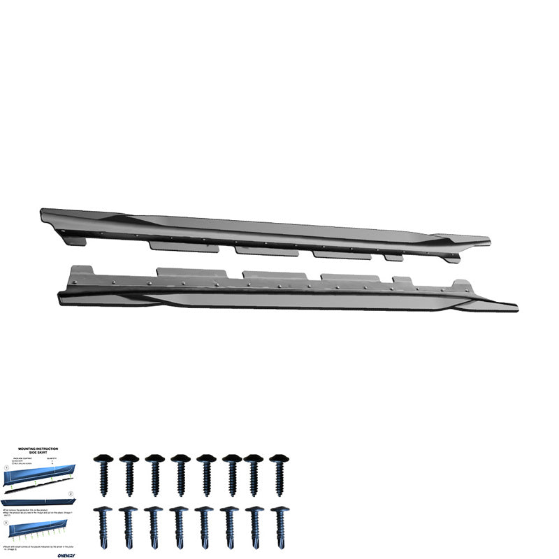OneWay, Side Skirts, Glossy Black, Fits BMW X1 F48 M-Pack (2015-2019)