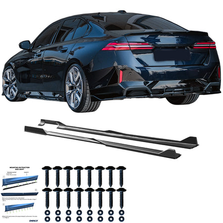 OneWay, Sideskørte, Blank sort, passer til BMW 5-Serie G60/G61 Sedan/Touring M-Pakke (2023-)