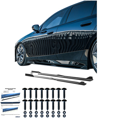 OneWay, Sideskørte, Blank sort, passer til BMW 5-Serie G60/G61 Sedan/Touring M-Pakke (2023-)