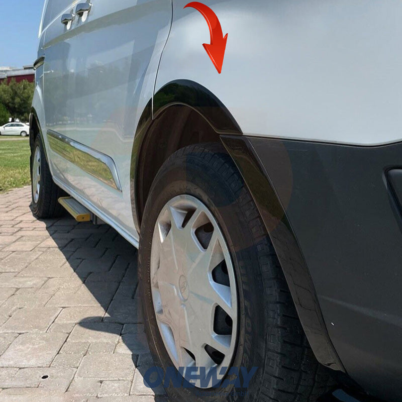 OneWay, Spatbordranden, Glanszwart, Past op Ford Transit Custom MK1 2012-2018, 10-delige set