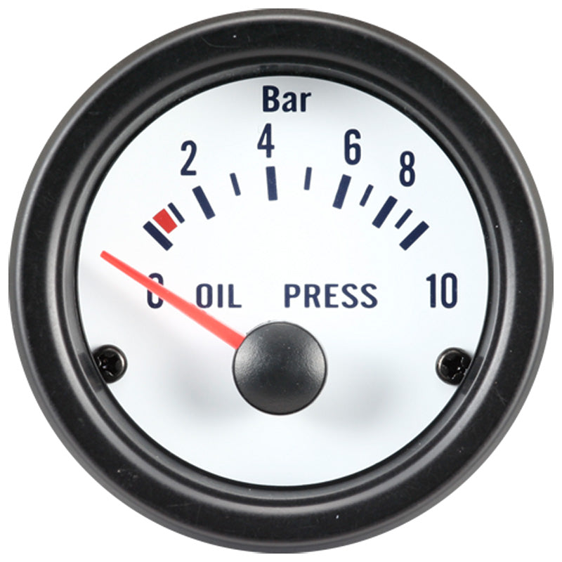 AutoStyle, Manomètre d'huile blanc classique - 52mm - 0-10 bar