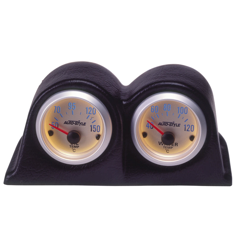 AutoStyle, Universal Gauge Holder - Horizontal - 2 Holes - 52mm Black