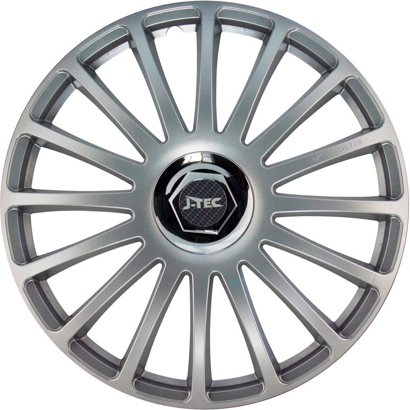 J-Tec, enjoliveurs, 4 pièces, Grand Prix SR 15 pouces argenté + anneau chromé