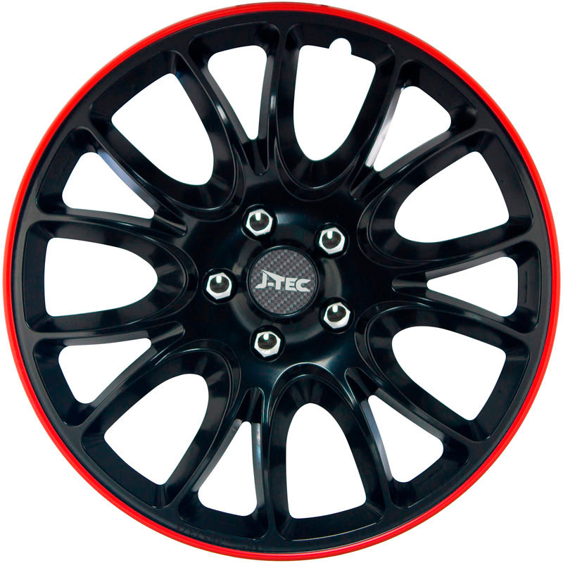 J-Tec, Enjoliveurs, 4 pièces, Hero GTR 15-tommer noir/rouge