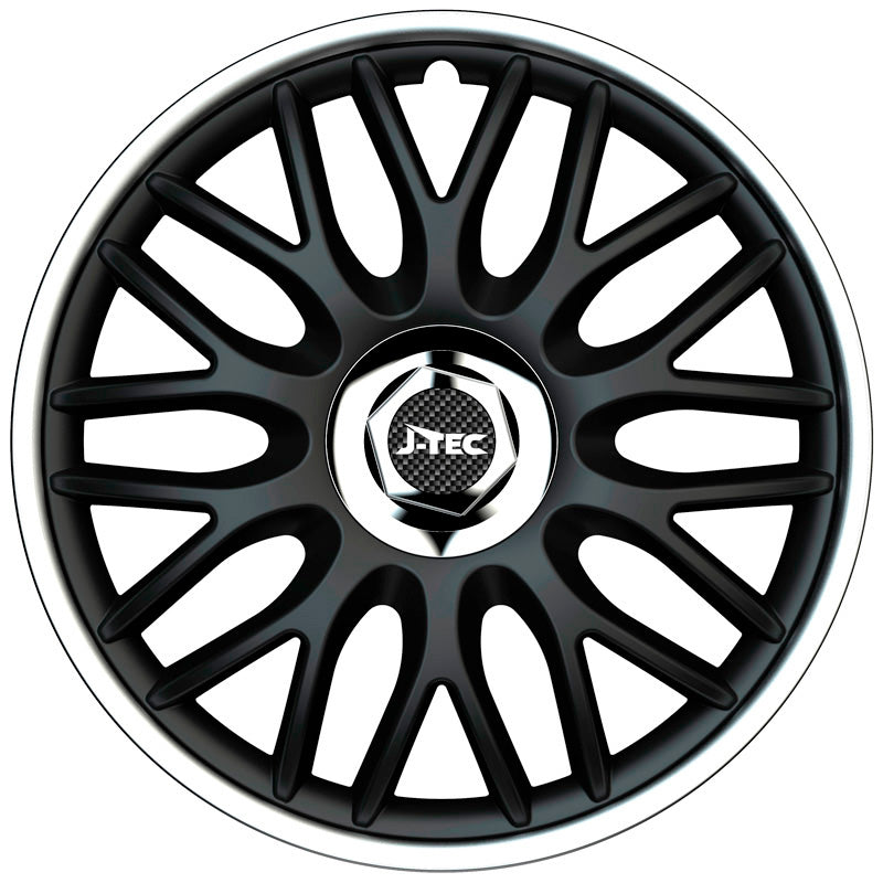 J-Tec, Wheel covers, 4 pcs, Orden R 13-inch black/silver + chrome ring