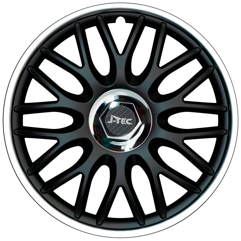 J-Tec, Wheel covers, 4 pcs, Orden R 16-inch black/silver + chrome ring