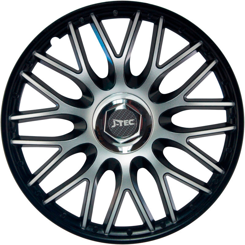 J-Tec, Enjoliveurs de roue, 4 pièces, Orden 16-tommer noir + anneau chromé