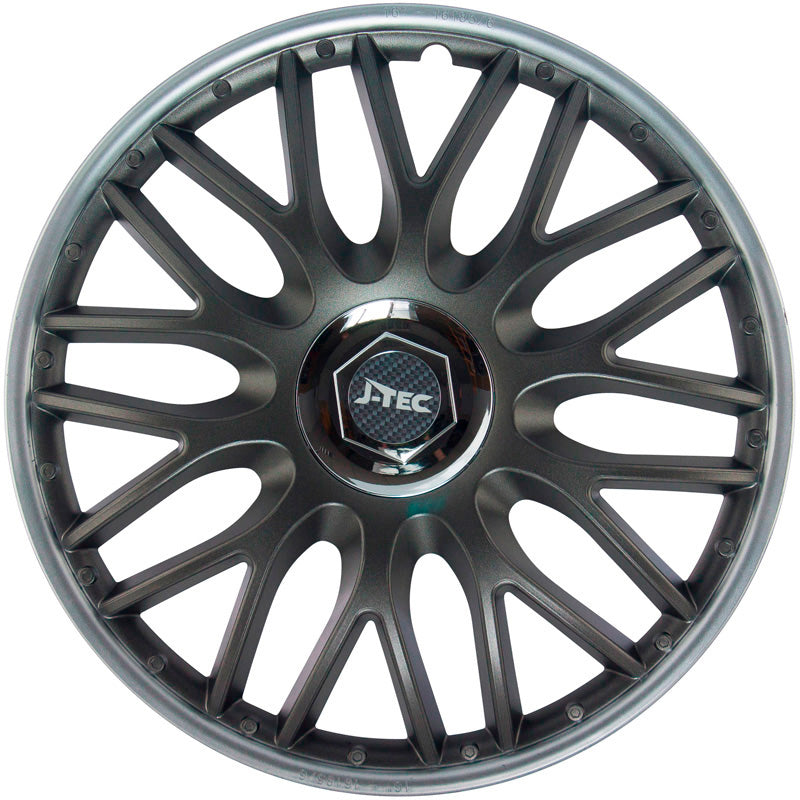 J-Tec, Enjoliveurs de roue, 4 pièces, Orden SR 16-tommer gris/argent + anneau chromé