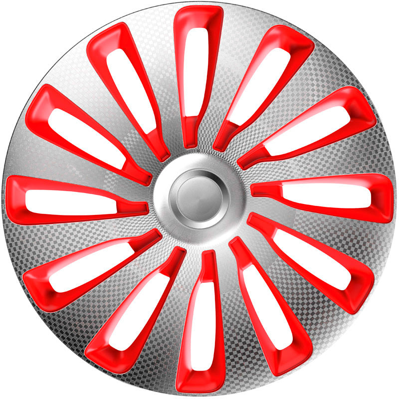 J-Tec, Wheel covers, 4 pcs, Sepang 17-inch silver/red/carbon-look