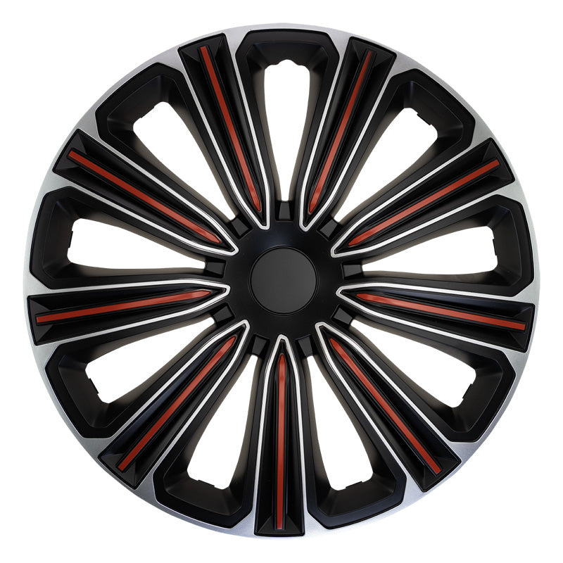 J-Tec, Wheel covers, 4 pcs, Rosso 14-inch silver/black/red