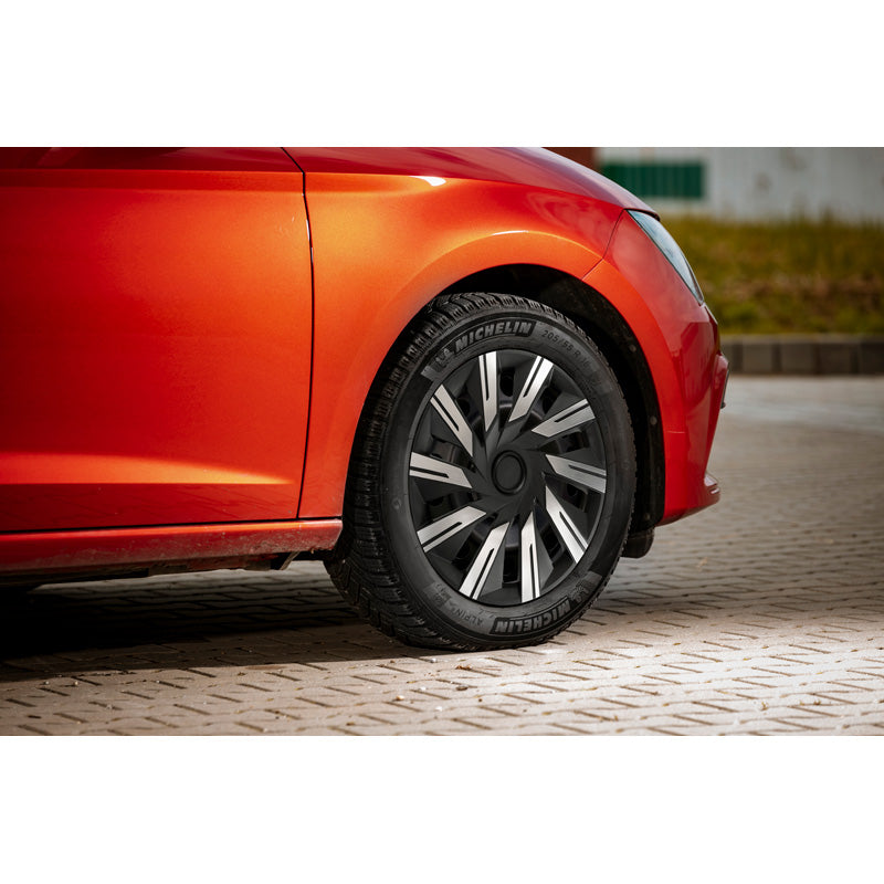 J-Tec, Hjulkapsler, Tecna 16-tommer alu/sort, Sæt af 4