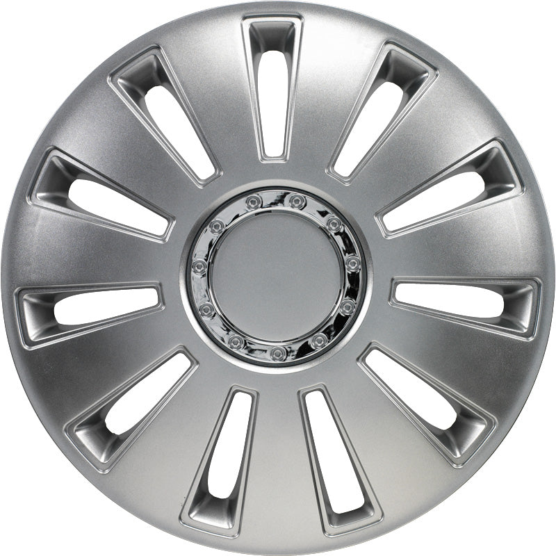 AutoStyle, wieldoppen, 4 stuks, Silverstone Pro 13-inch silver + chrome ring
