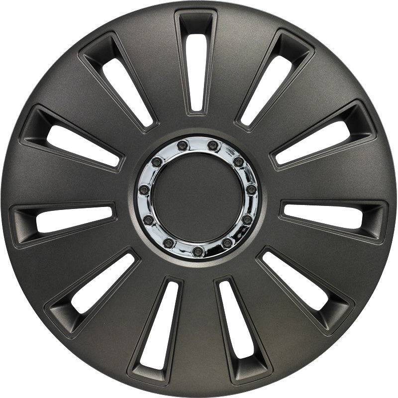 AutoStyle, wieldoppen, 4 stuks, Silverstone Pro 15-inch gun-metal + chrome ring