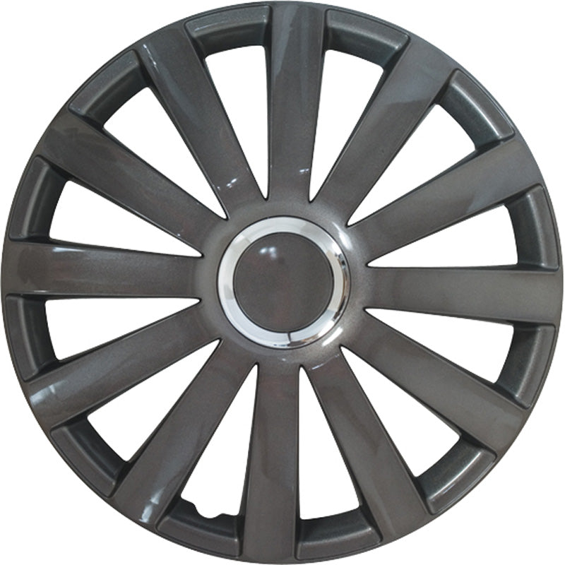 AutoStyle, Wieldoppen, 4 stuks, Spyder 14-inch gun-metal + chromen ring